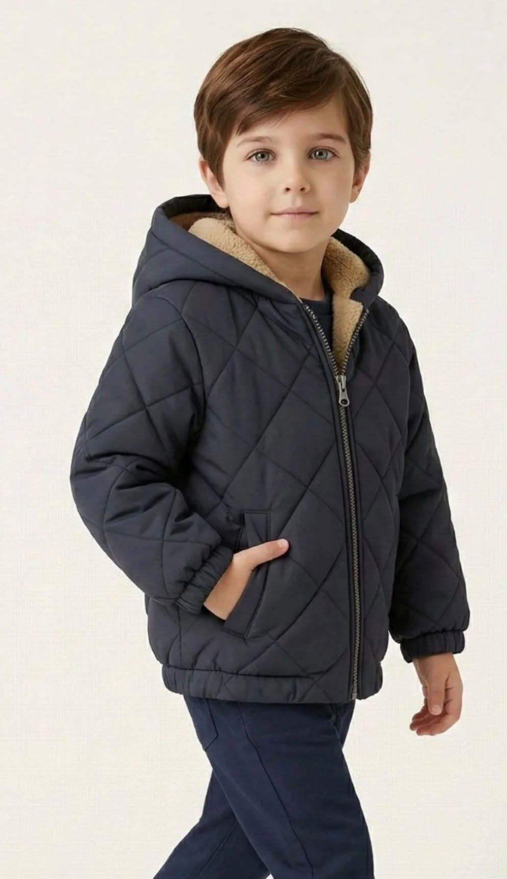 Unisex Çocuk Kapüşonlu Mont - Antrasit