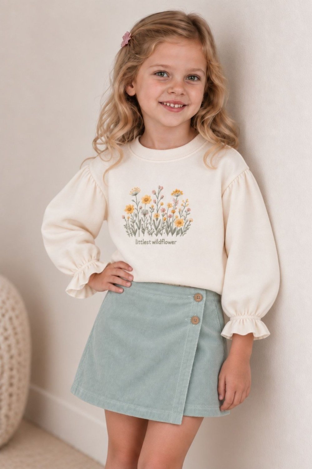 Zeyland Kız Çocuk Baskılı Sweatshirt - Ekru