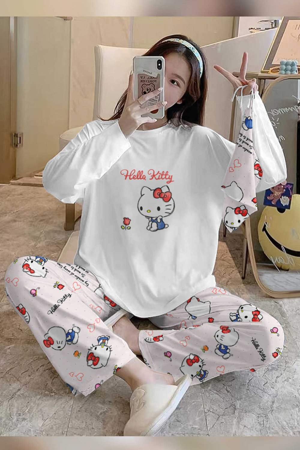 Bahd Hello Kitty Süpersoft Kadın Pijama Takımı 2993