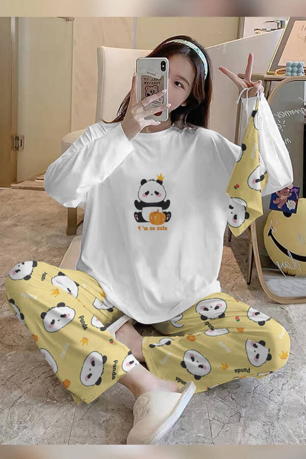 Bahd Panda White Süpersoft Kadın Pijama Takımı 3434