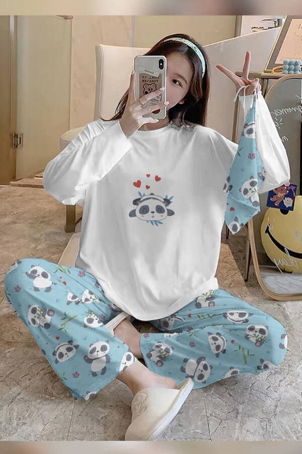 Bahd Panda17 White Süpersoft Kadın Pijama Takımı 3659