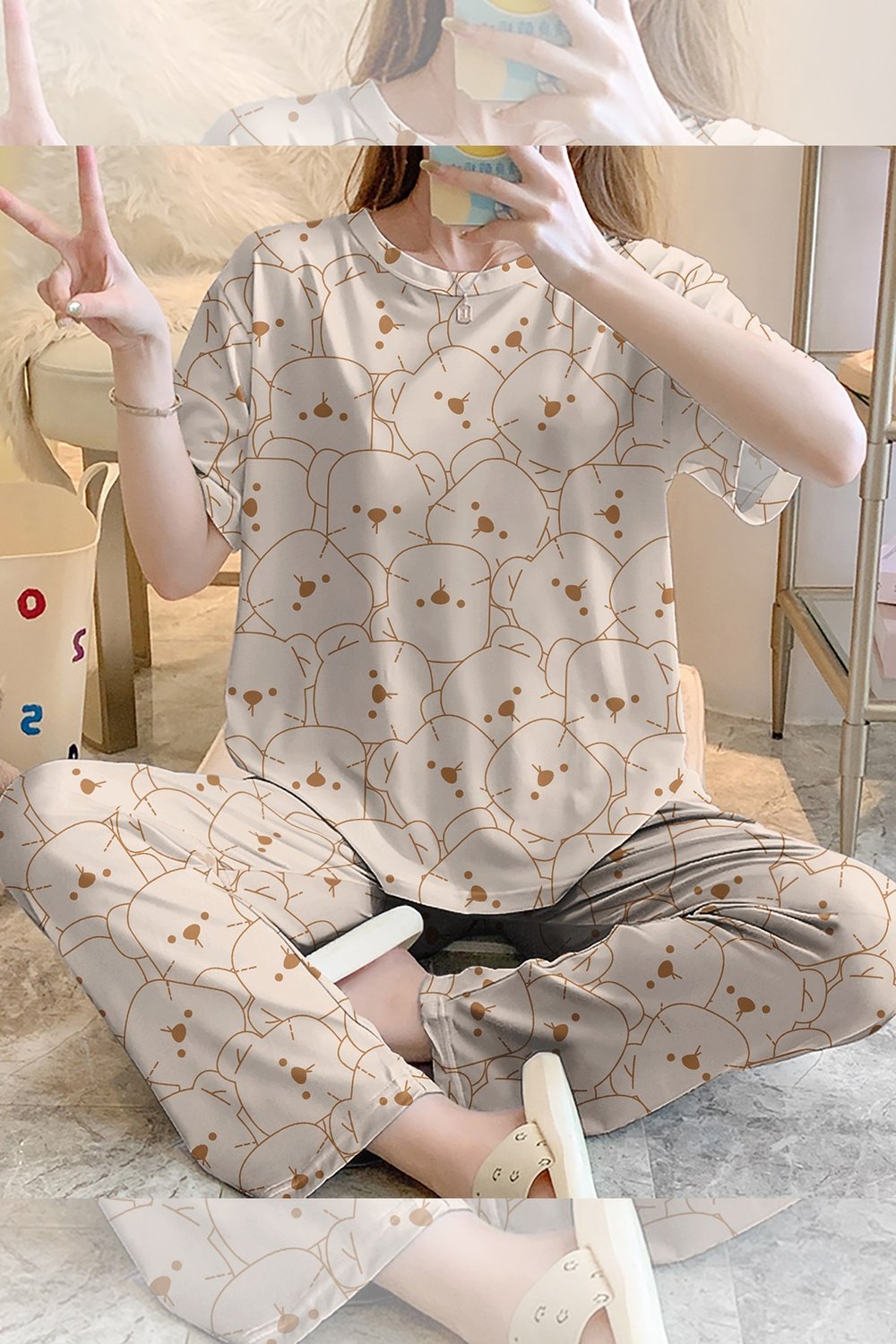 Kısa Kollu Pijama Takımı Allbears5 Supersoft Basic Süprem