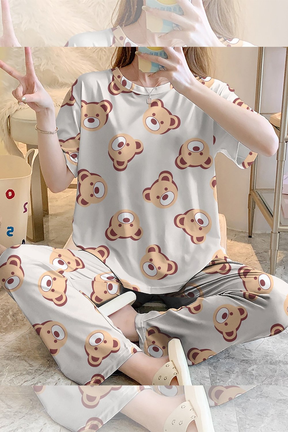 Kısa Kollu Pijama Takımı CuteBearMilla Supersoft Basic Süprem