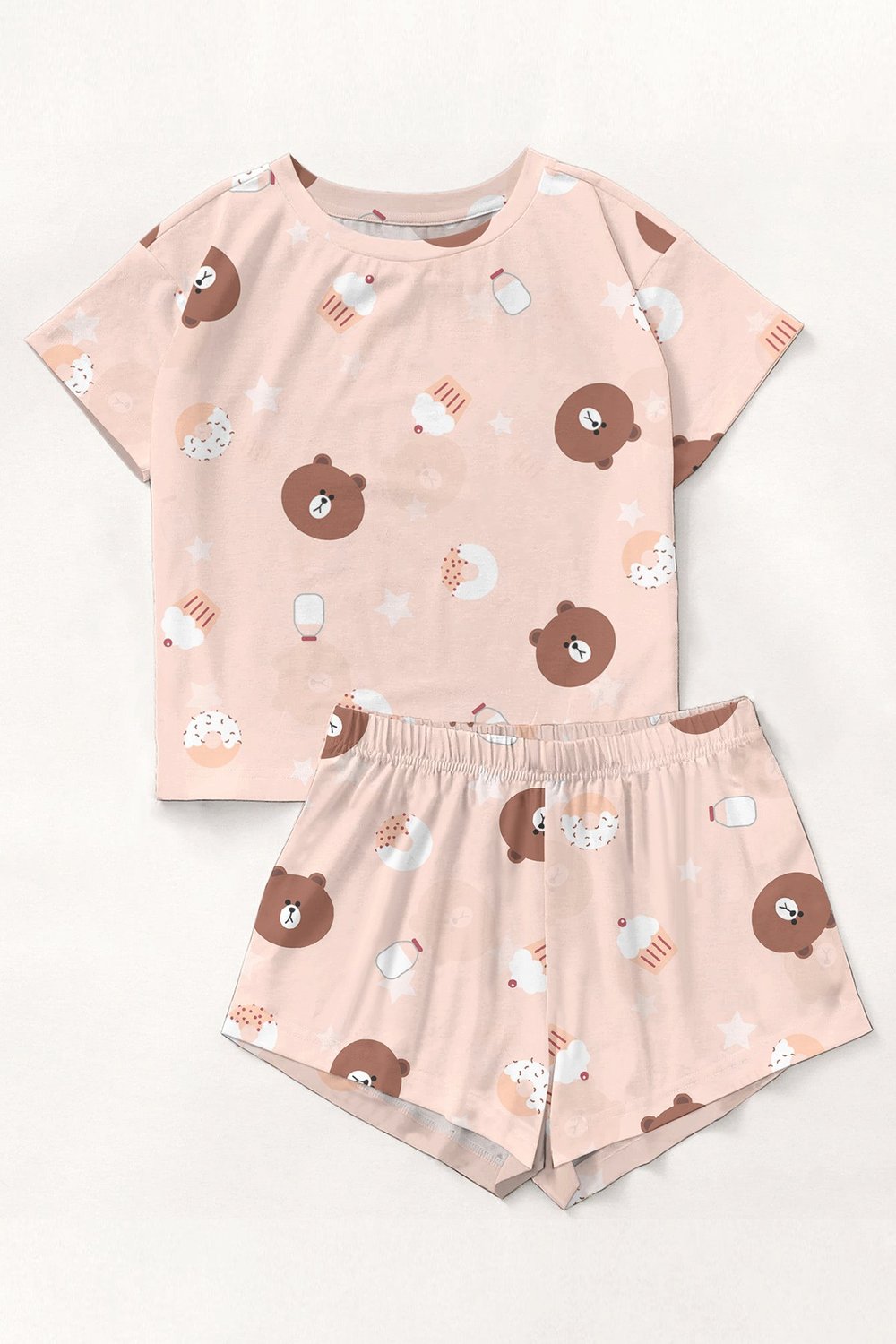 Kısa Kollu Şort Pijama Takımı BrownBear233 Supersoft Basic Süprem
