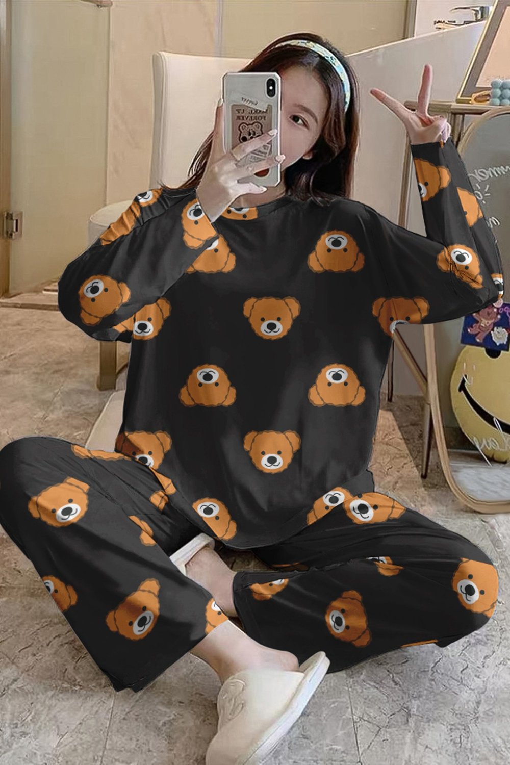 Uzun Kollu Pijama Takımı Brown Bear Supersoft Basic Süprem