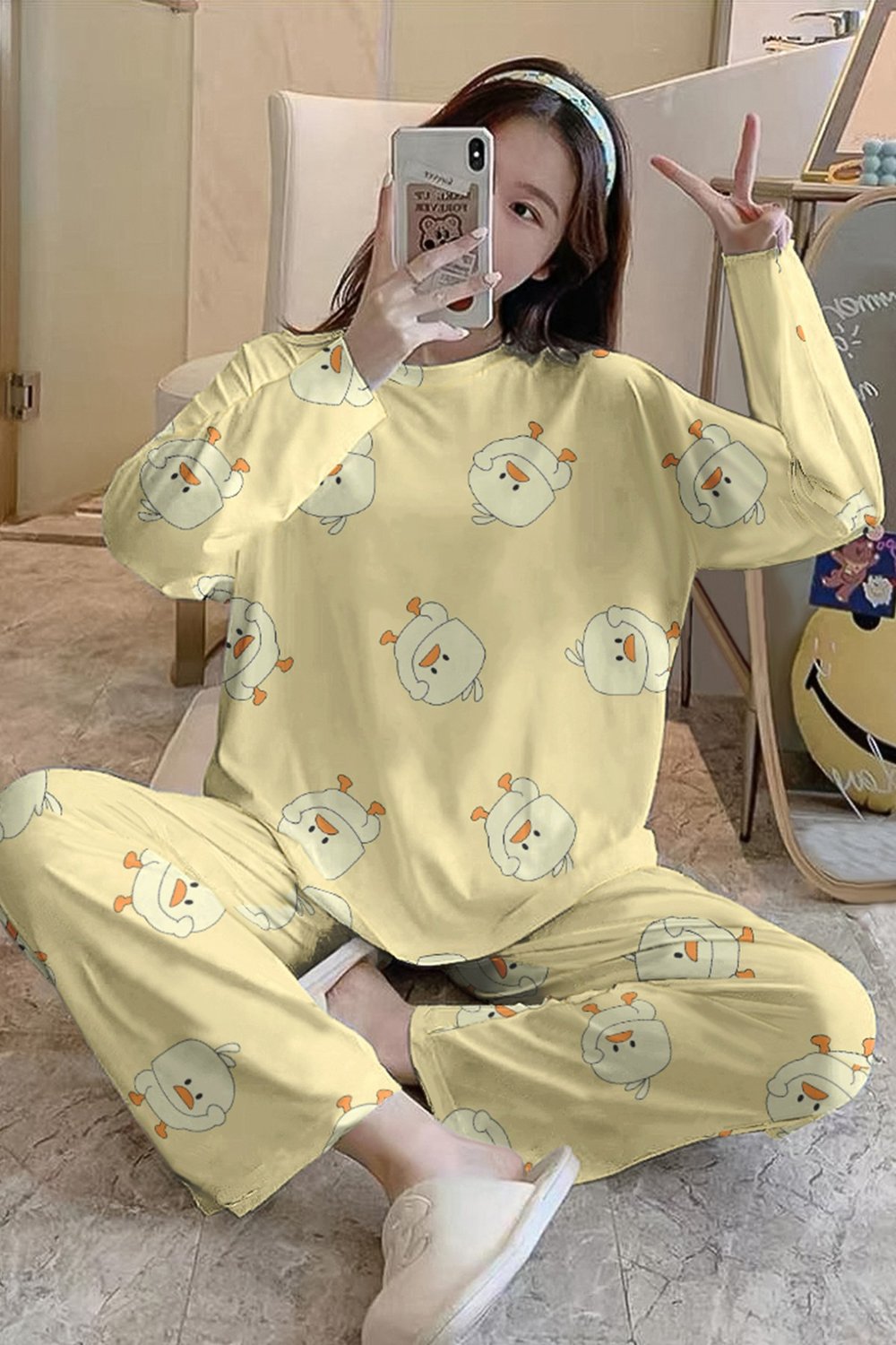 Uzun Kollu Pijama Takımı Chick Supersoft Basic Süprem