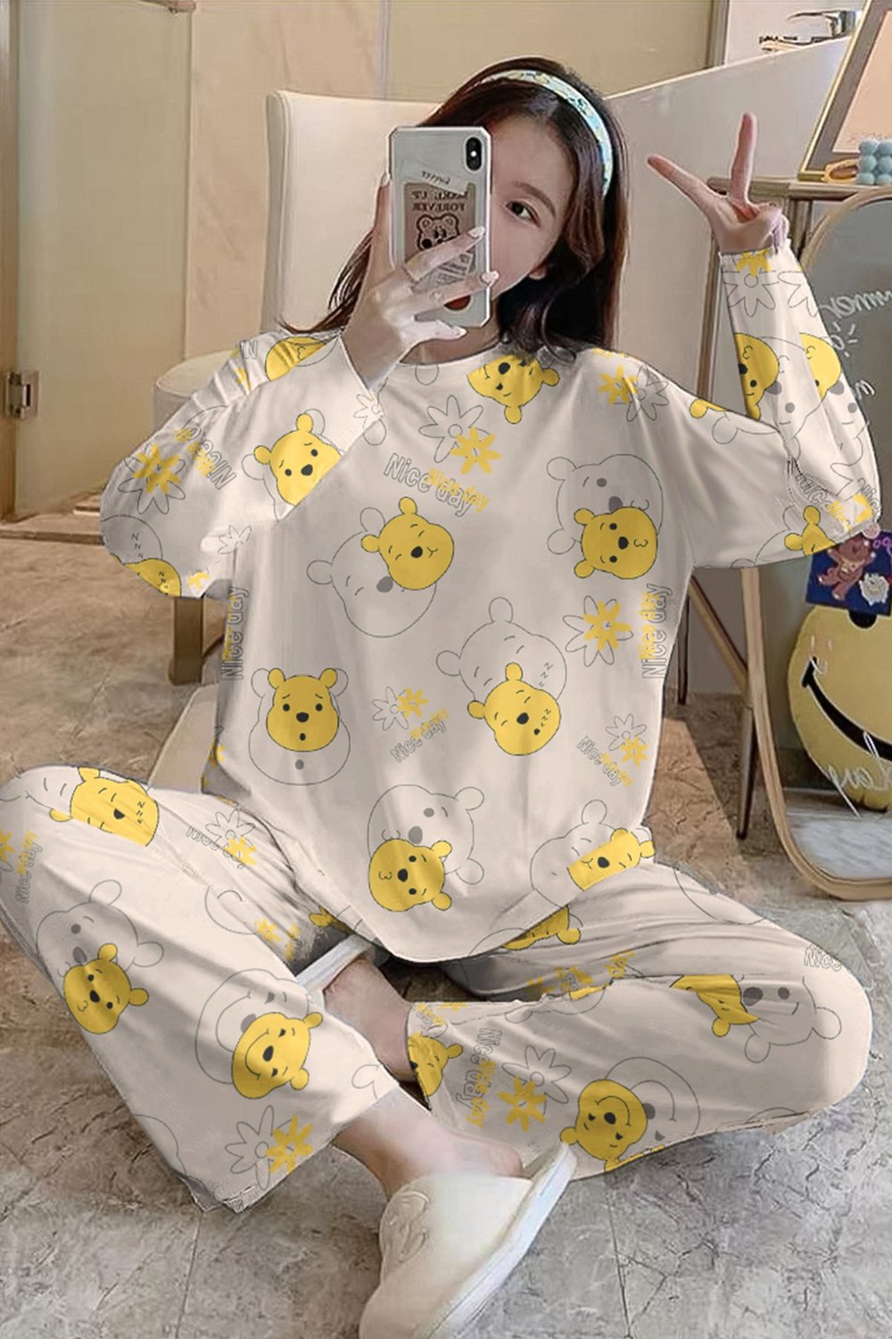 Uzun Kollu Pijama Takımı Pooh Supersoft Basic Süprem