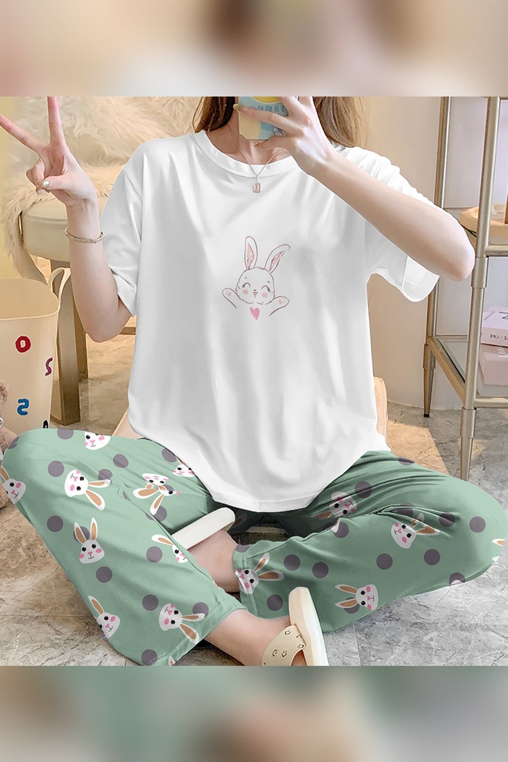 Zezecim Rabbit Süpersoft Kısa Kollu Pijama Takımı