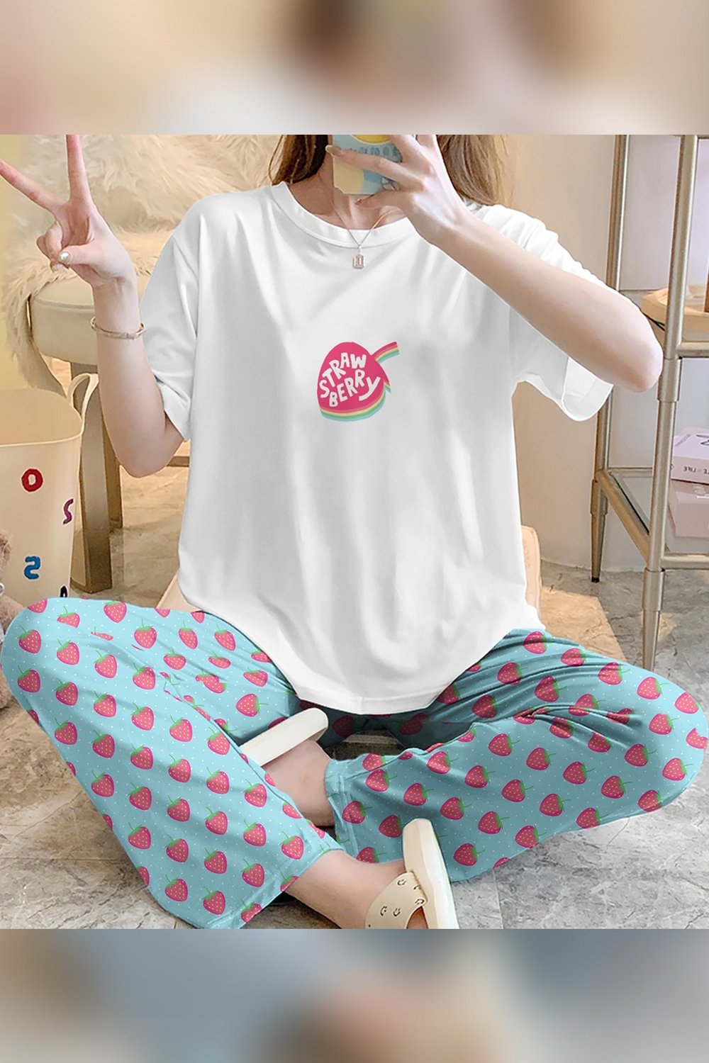 Zezecim Strawberry 2 Kısa Kollu Pijama Takımı