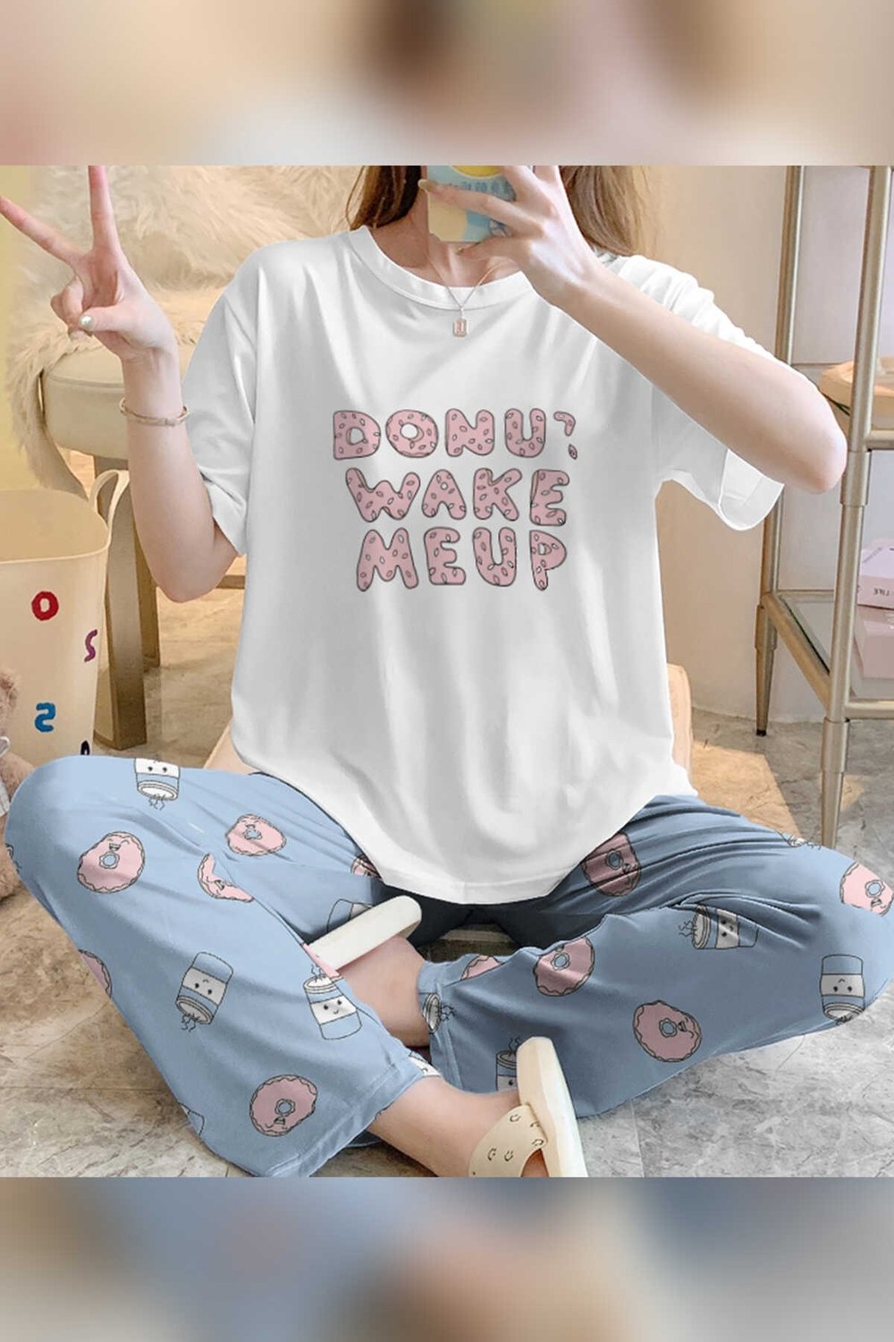 Zezeyle Blue Donuts Kısa Kollu Pijama Takımı 2153
