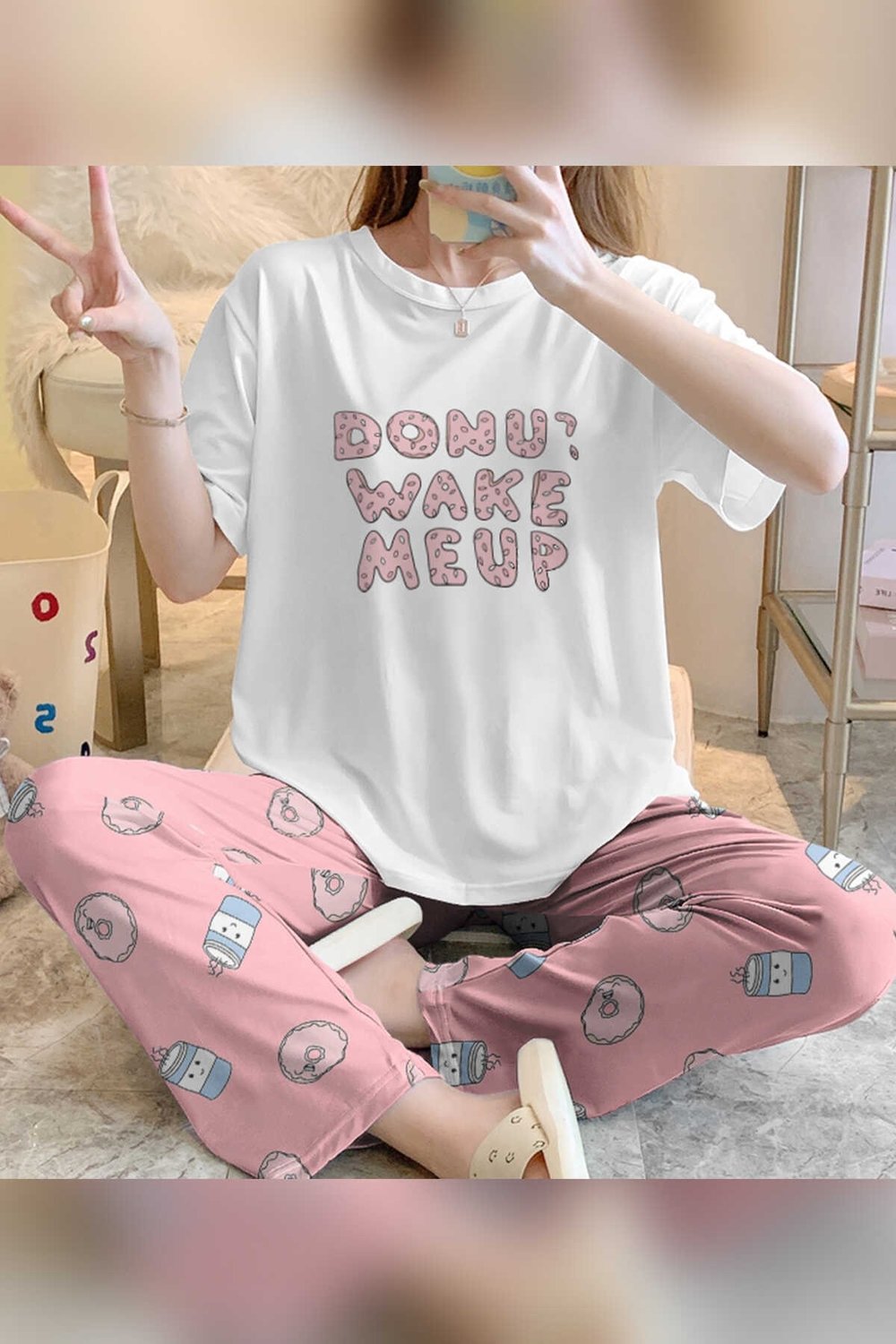 Zezeyle Pink Donuts Kısa Kollu Pijama Takımı 2154