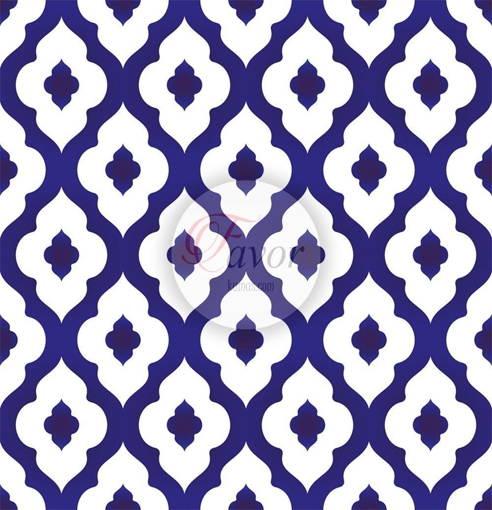 Lacivert Moroccan Desenli Kumaş
