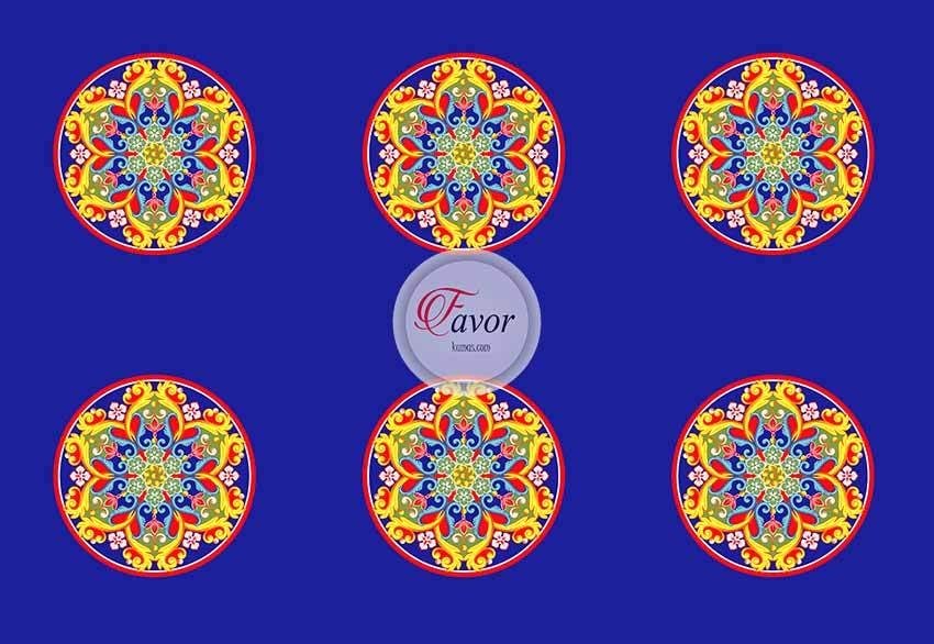 Mavi Zemin Mandala Desenli Kumaş