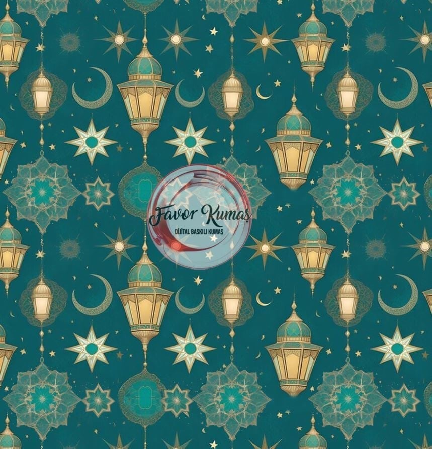 Ramazan Kandil Ve Ay Desenli Kumaş