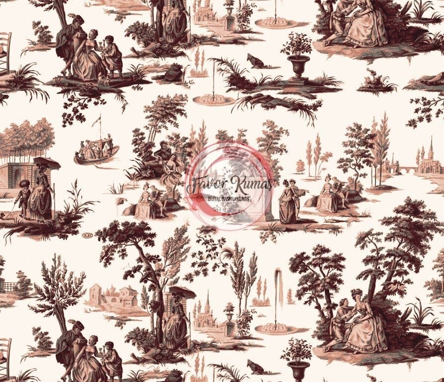 Toile De Jouy Desenli Kumaş 5