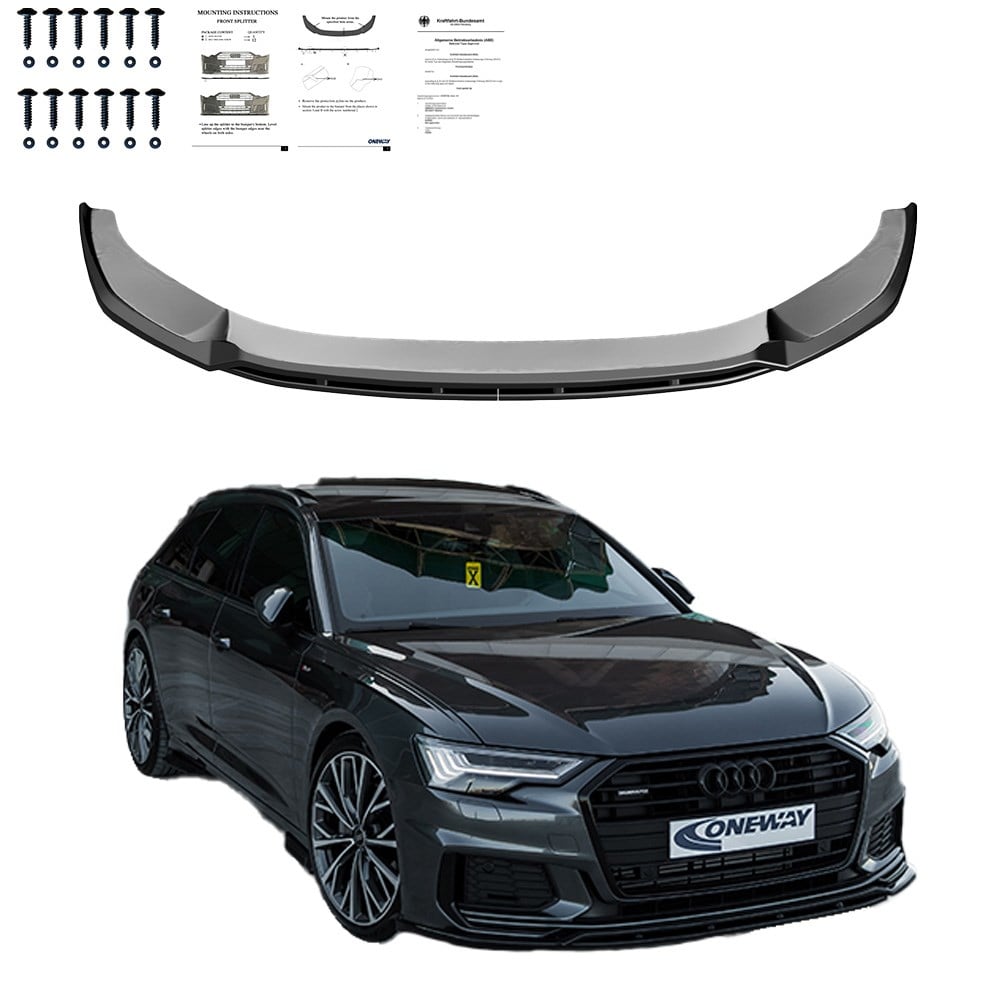 Audı S6 / A6 S-line C8 (Sedan-avant) 2019-2023 Ön Lip / Audı S6 / A6 S-line C8 Makyajlı (Sedan-avant) 2024+ Ön Lip Version 3 (2 Pcs)