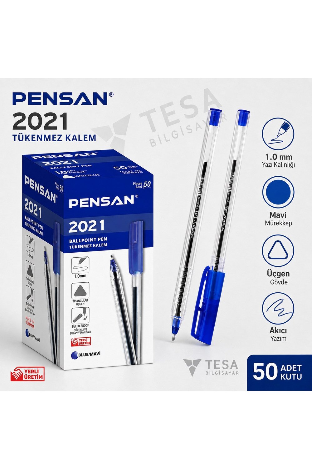 2021 1.0 mm Mavi Tükenmez Kalem 50'li Kutu