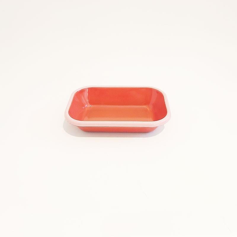 Emaye Meze Tabağı Kiremit Pembe Kordonlu 17x12 cm