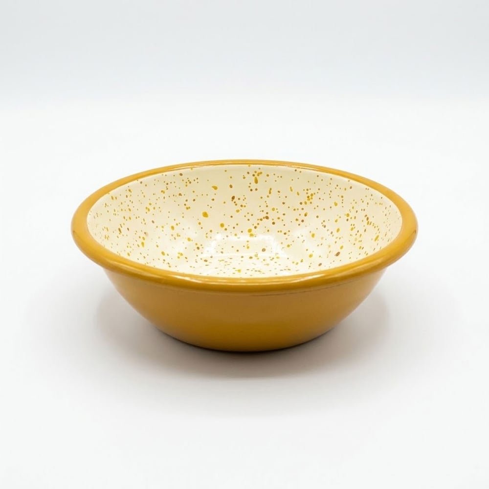 Emaye Salata Kasesi 20 cm Altın Sarı İç Serpme Desen