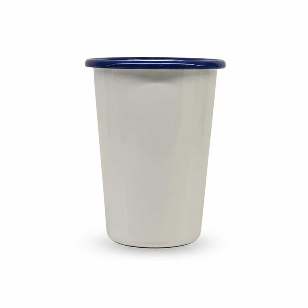 Emayra Emaye Bardak 450 ml | Beyaz Kordon Kobalt