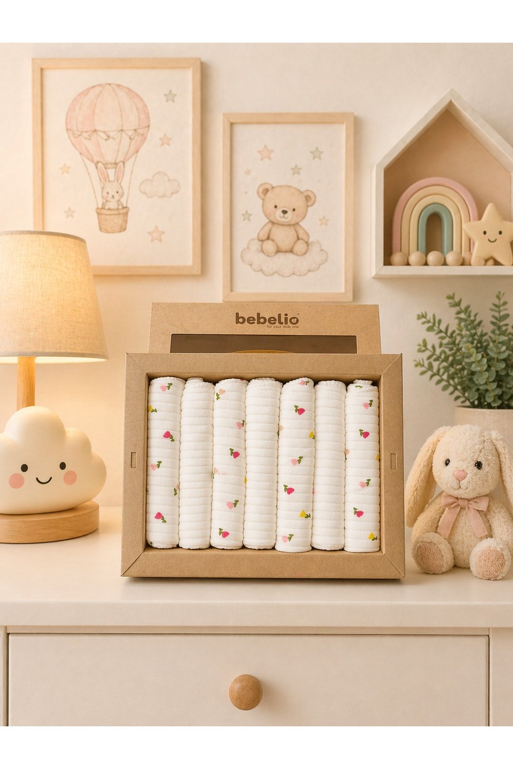 %100 Coton 7li Bebek Ağız Silme Mendili