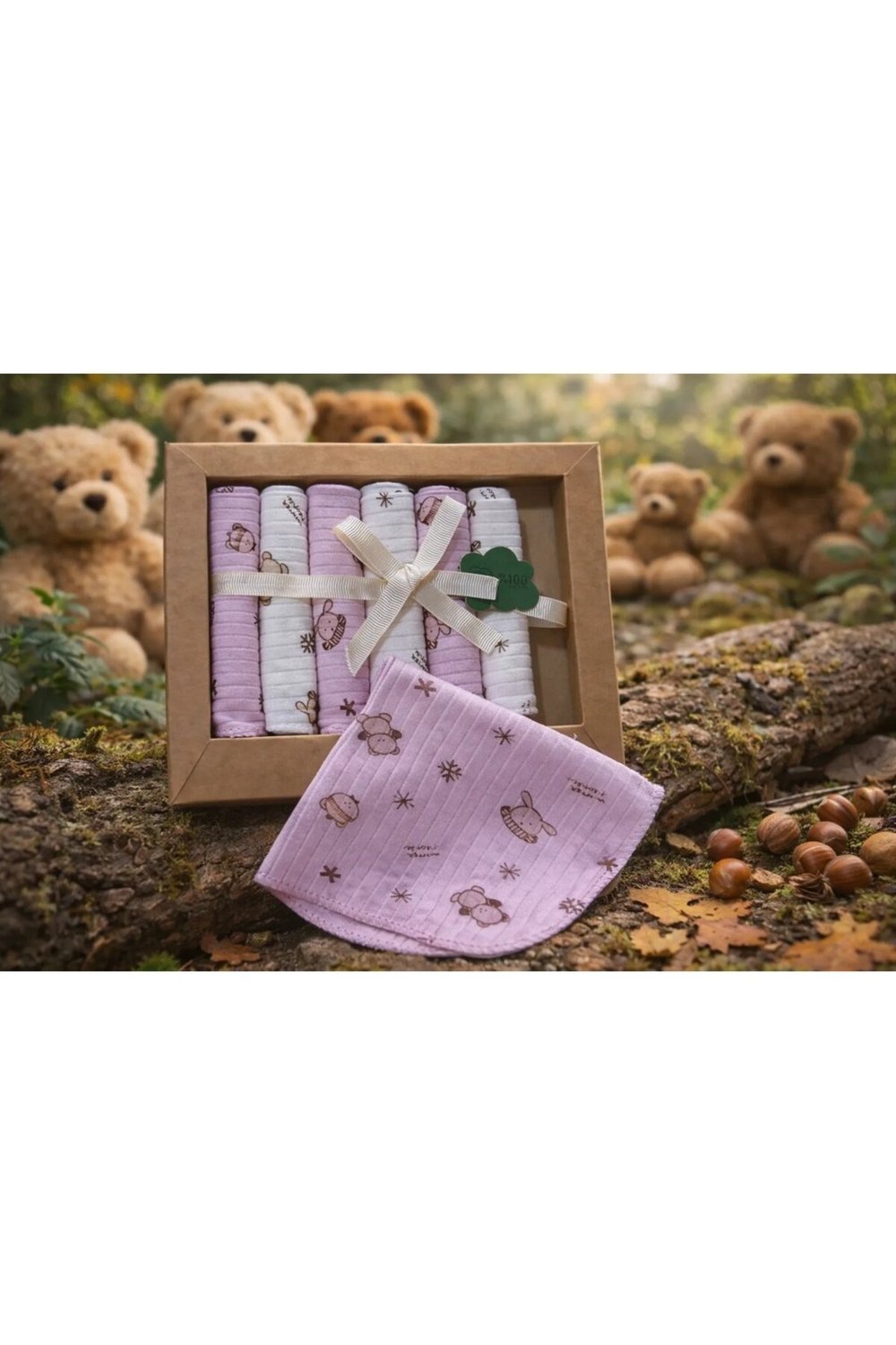 %100 Coton 7li Bebek Ağız Silme Mendili 06
