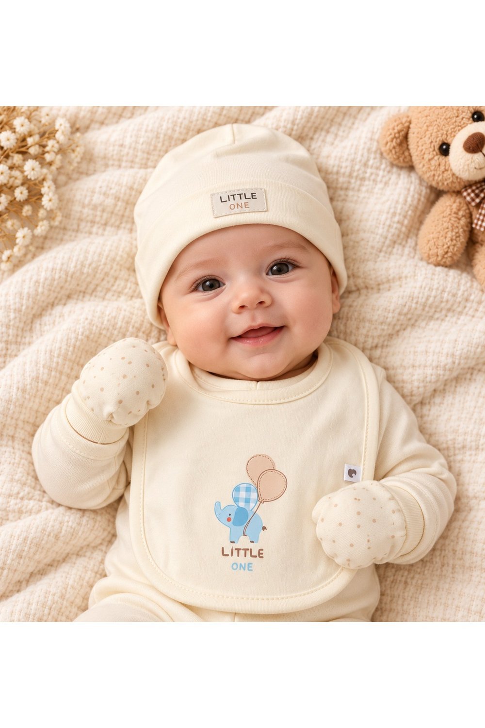 YENİDOĞAN BEBEK ELDİVEN BERE ÖNLÜK TAKIMI 4LÜ AKSESUAR SETİ