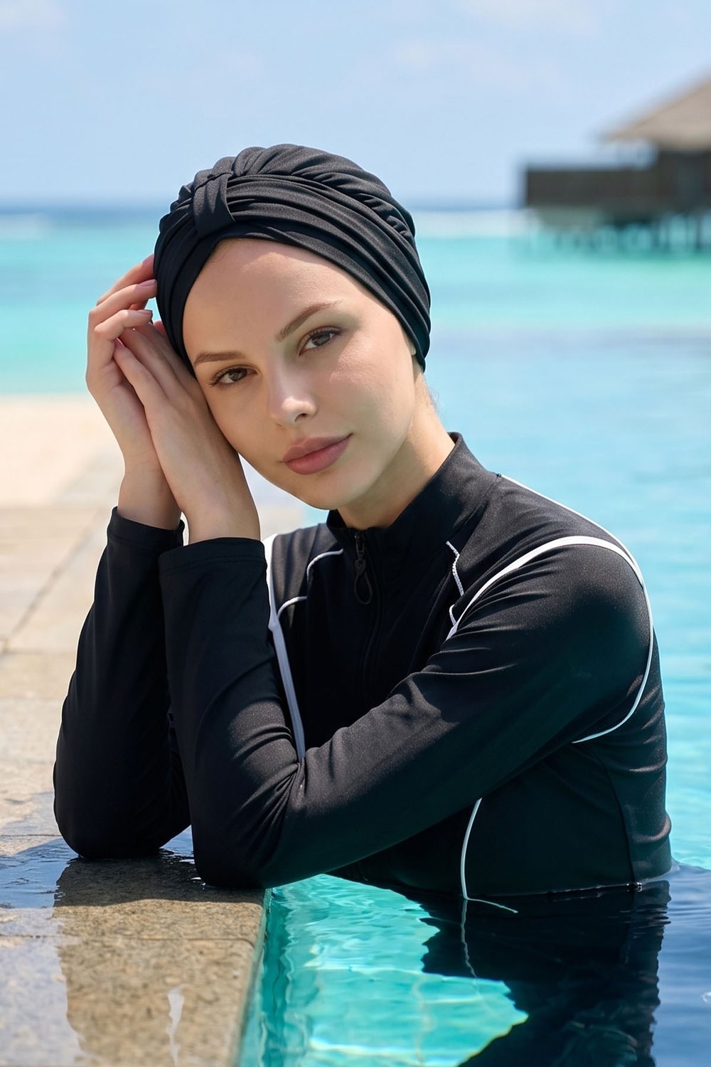 6016 Siyah Tesettür Mayo
