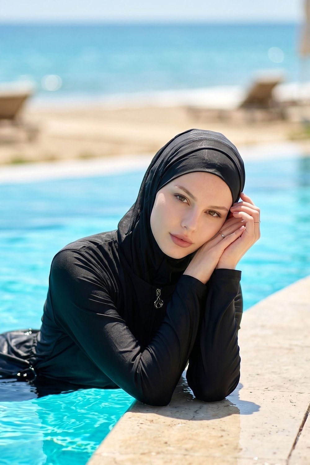 6068 Siyah Tesettür Mayo