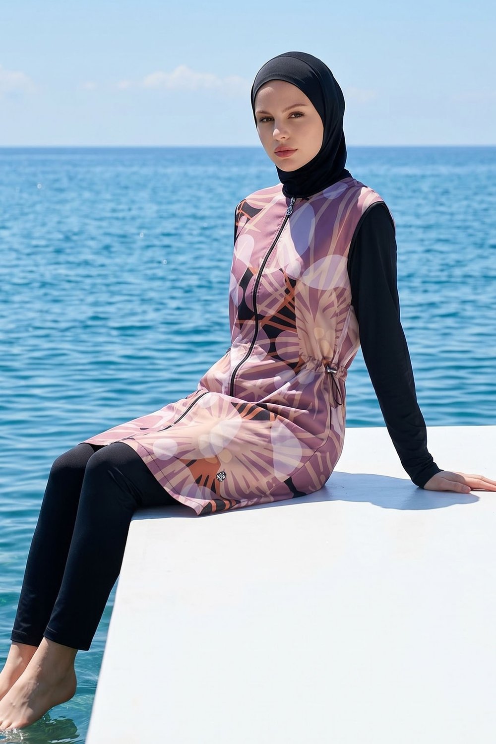 6190A Kapalı Siyah Tesettür Mayo