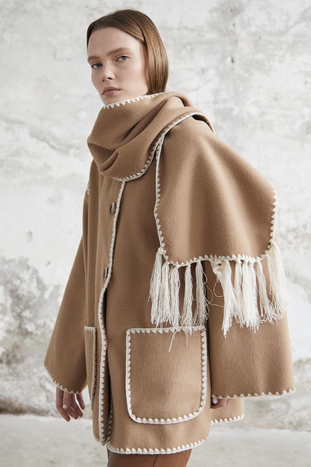 Alira Atkılı Kaşe Camel Ceket