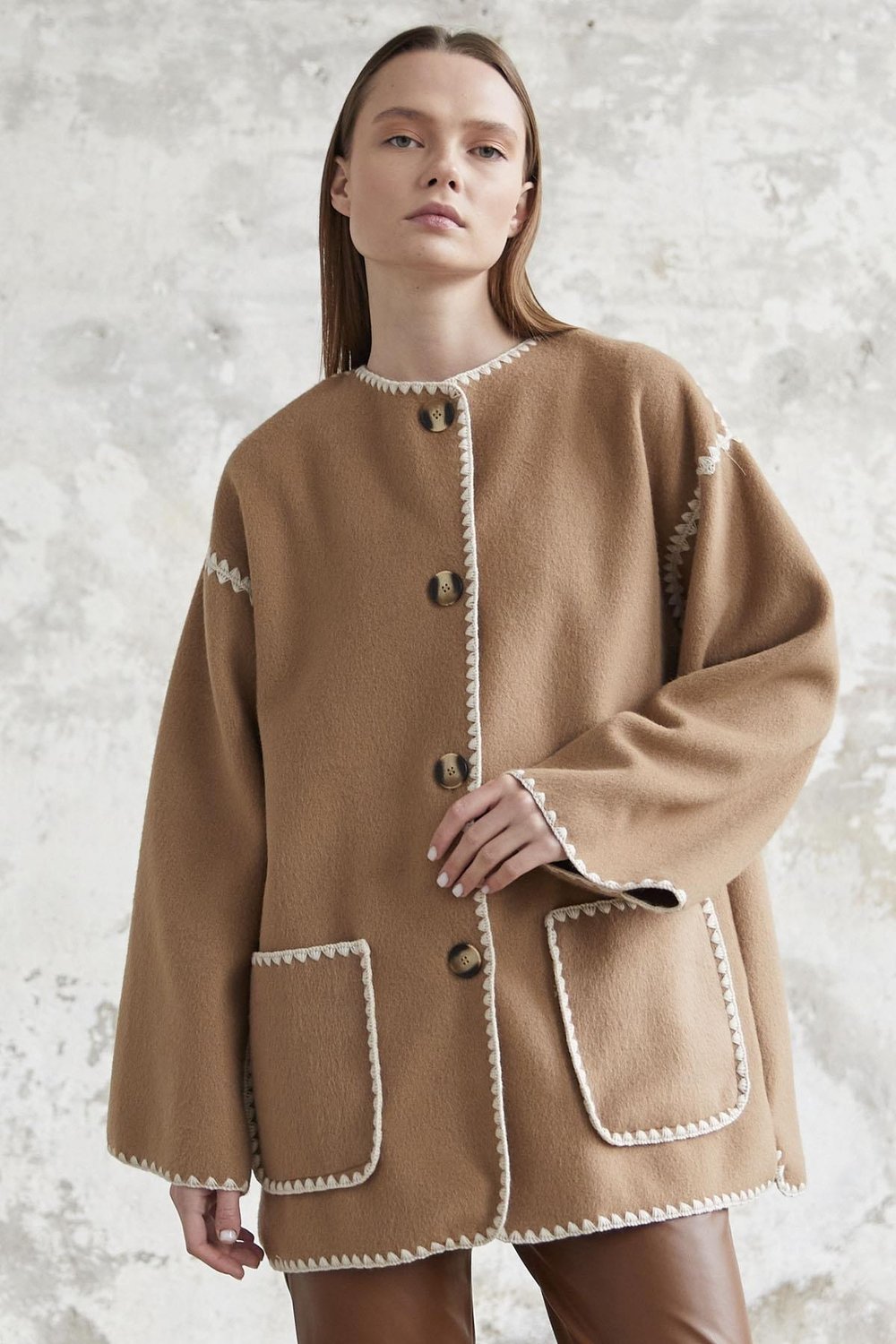 Alira Atkılı Kaşe Camel Ceket