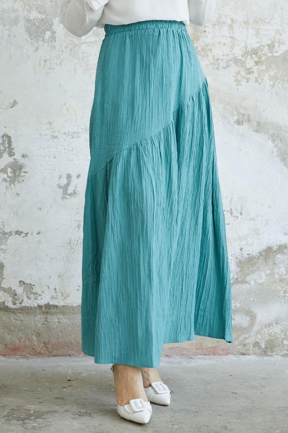 Arina Biye Detay Gofre Etek - Mint