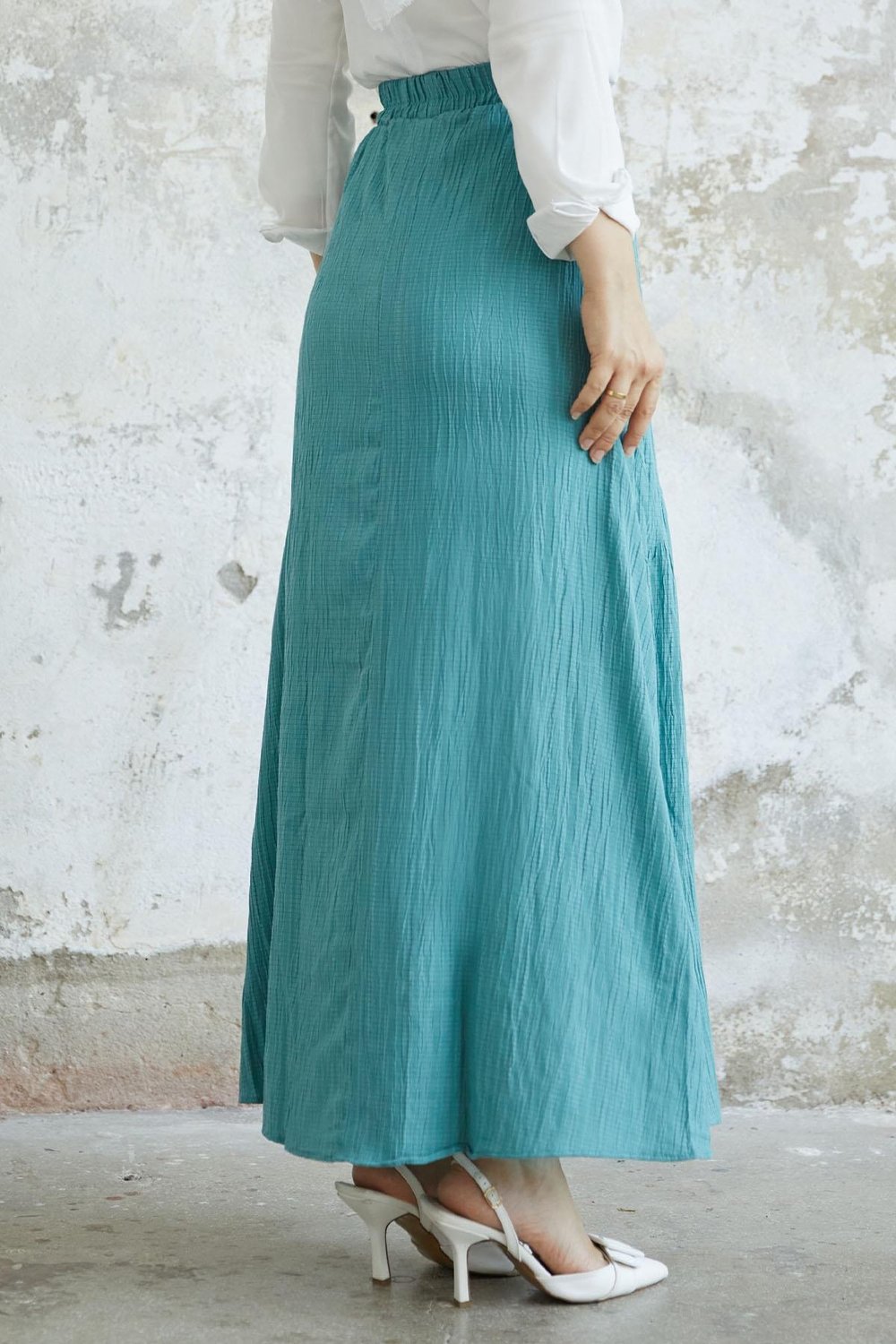 Arina Biye Detay Gofre Etek - Mint
