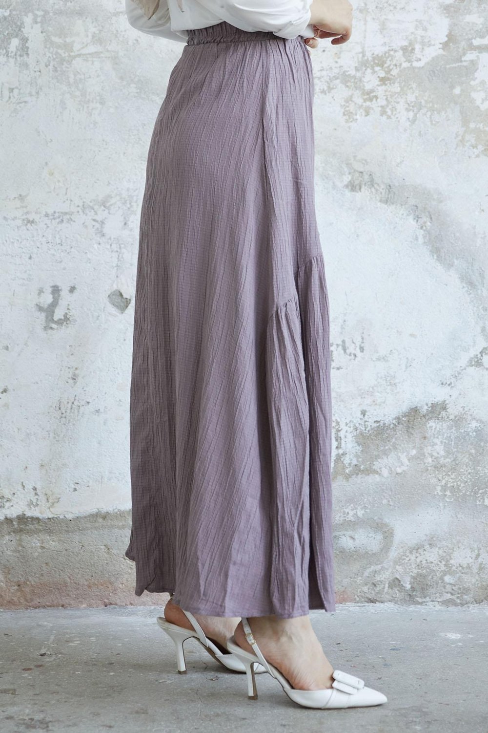 Arina Biye Detay Gofre Etek - Soft Kahve