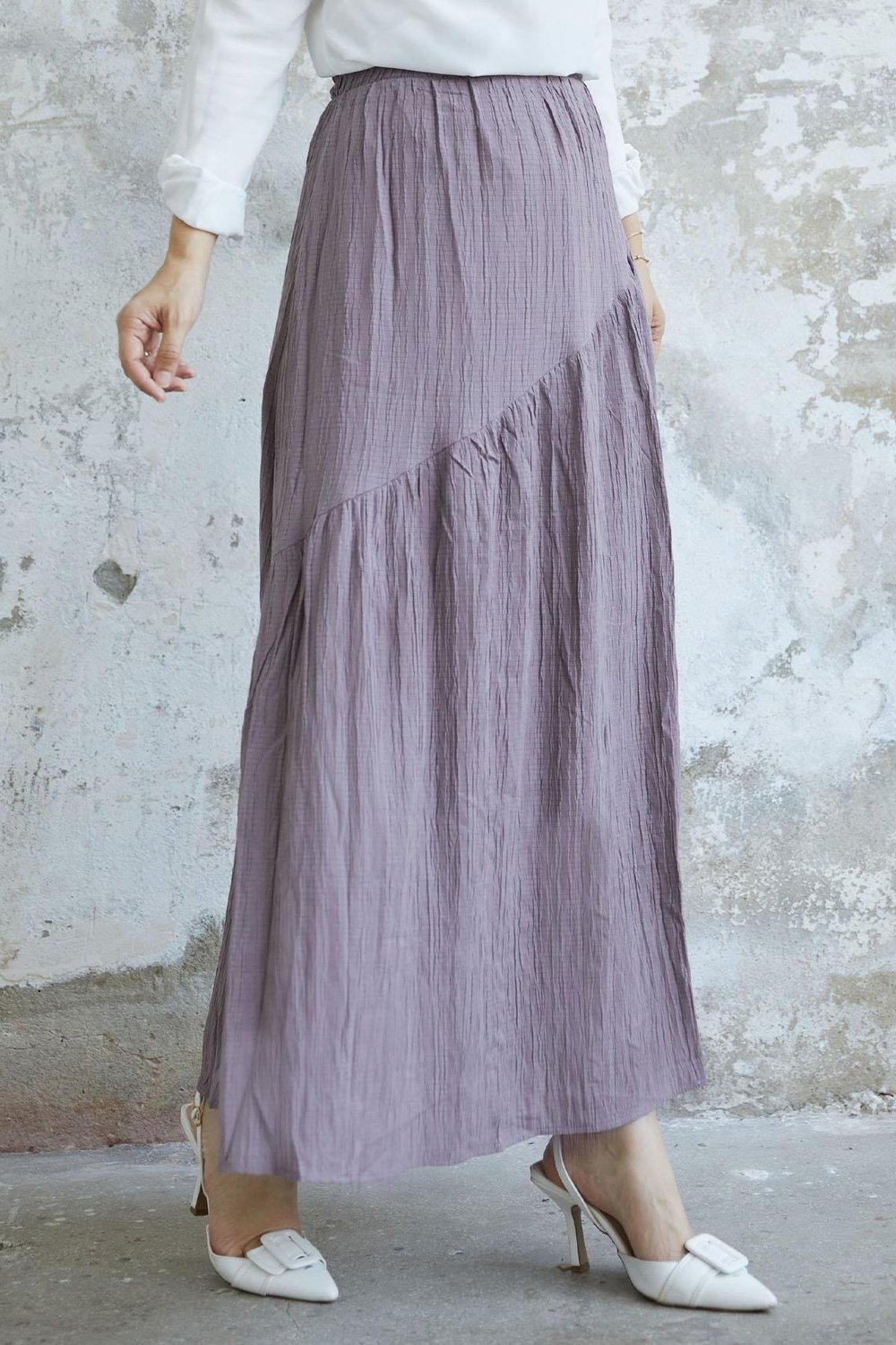 Arina Biye Detay Gofre Etek - Soft Kahve