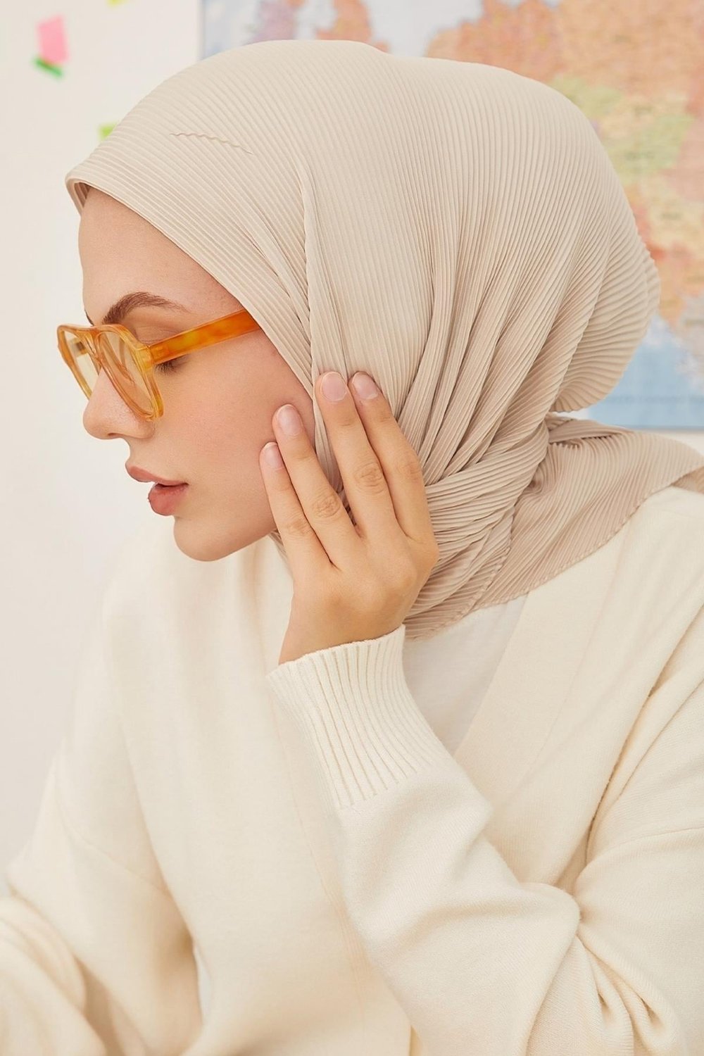 Ayla Piliseli Eşarp - Bej