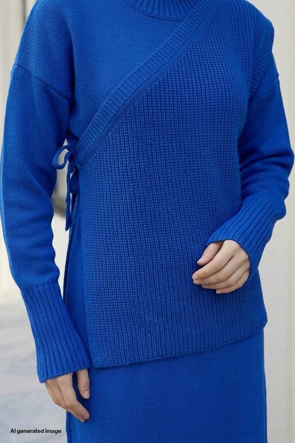 Cable Knit Sweater Dress - Cobalt Blue