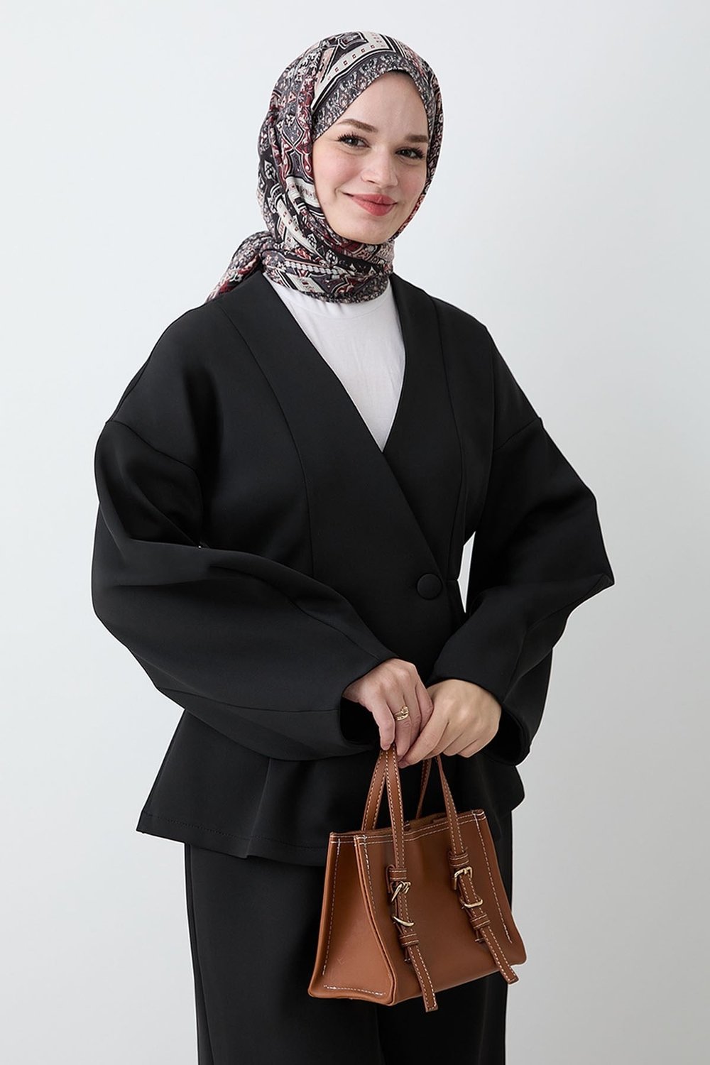 Balon Kol Ceket Pantolon Siyah Takım