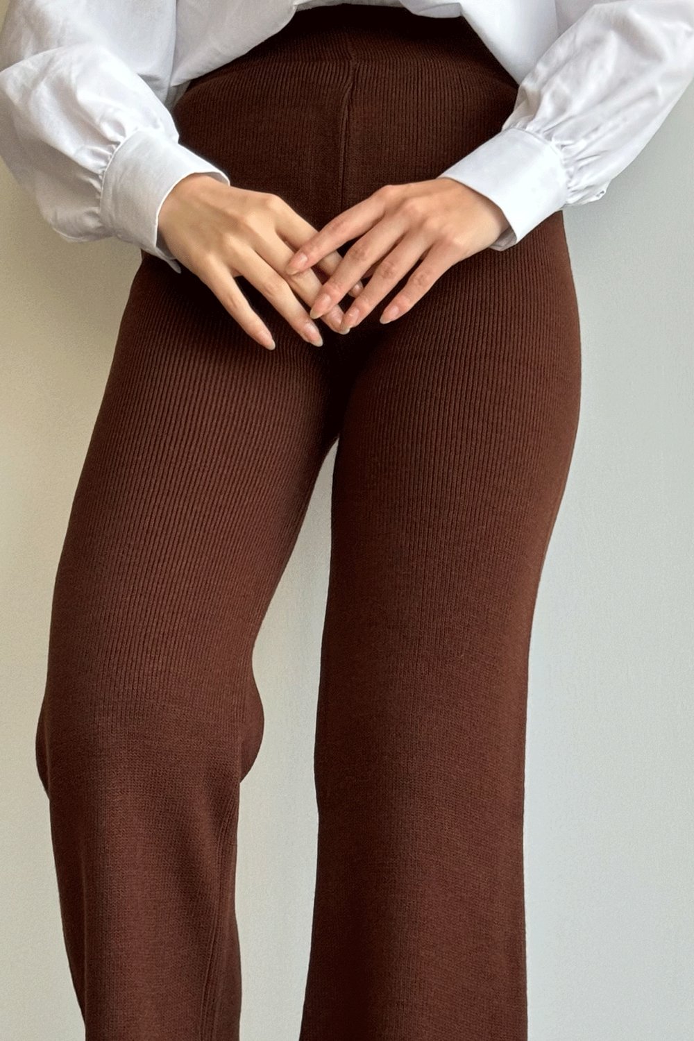 Basic Dark Brown Knit Pants