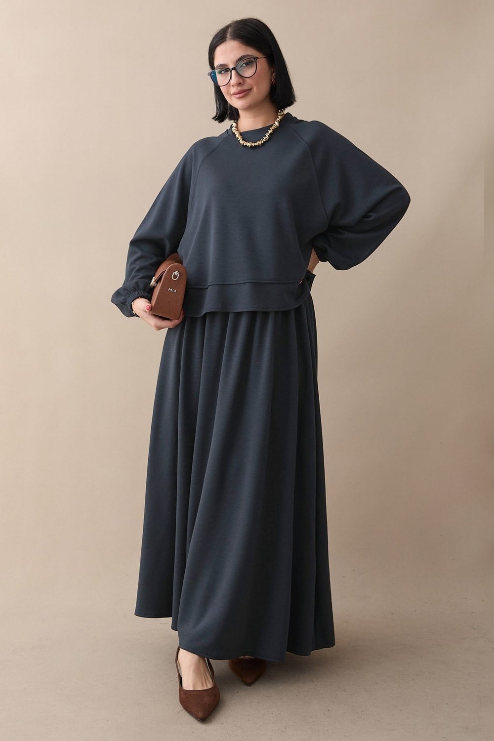 Basic Biyeli Etekli Takım Füme