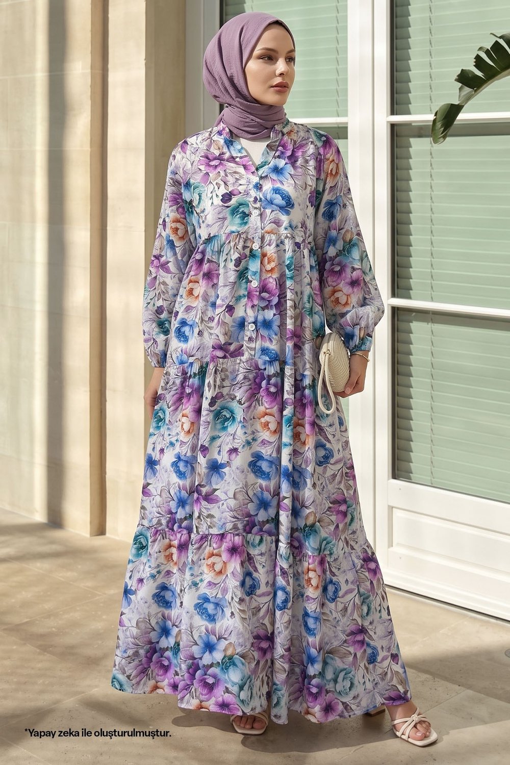 Begonya Çiçeği Lila Mango Elbise