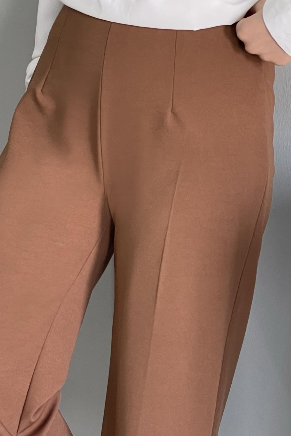 Bol Paça Beli Lastikli Pantolon - Taba
