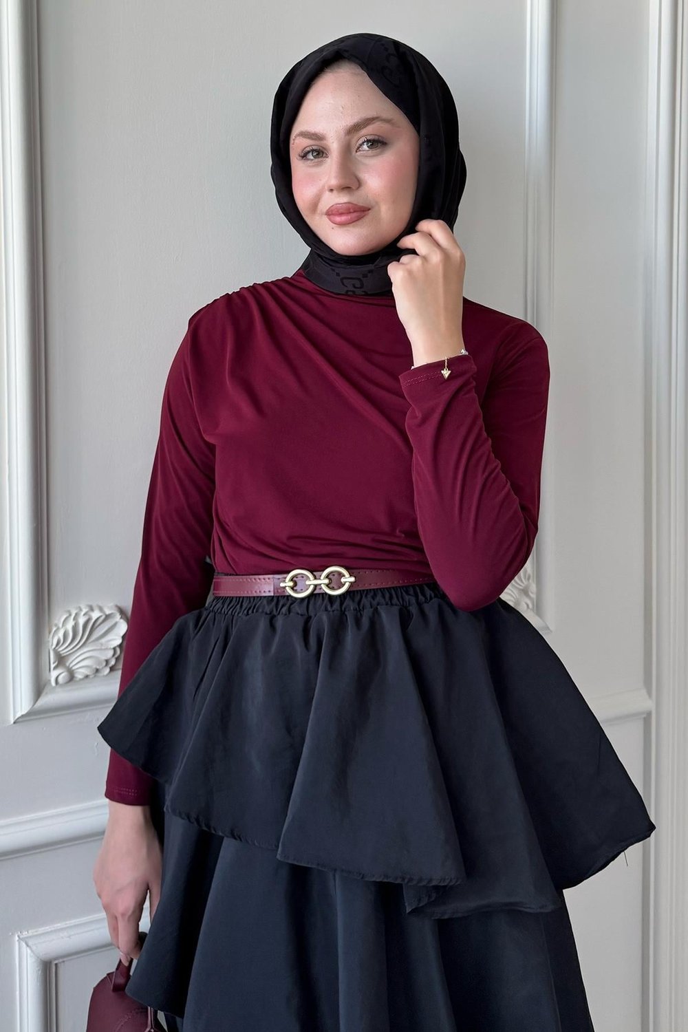 Büzgülü Bordo Sandy Bluz