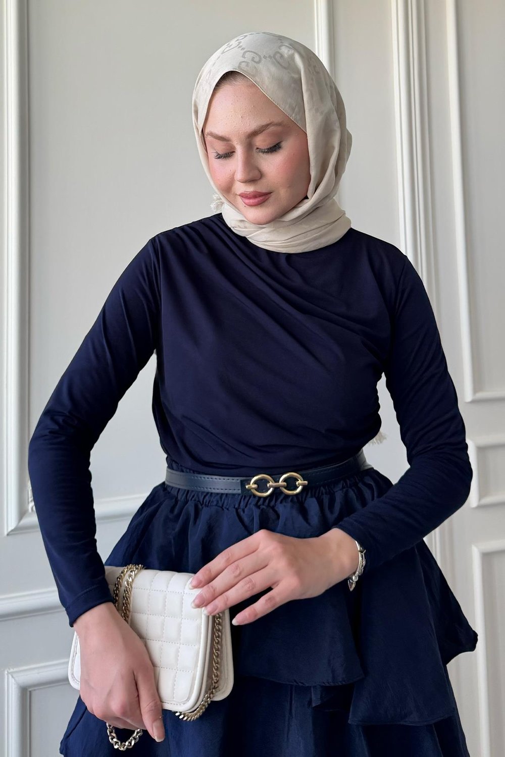 Büzgülü Lacivert Sandy Bluz