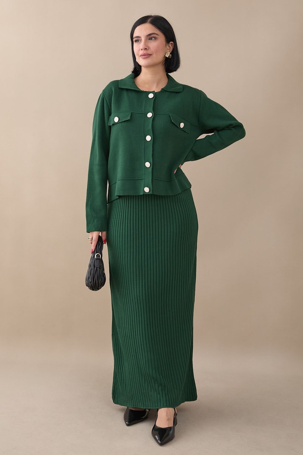 Blazer Dress Emerald Knit Set