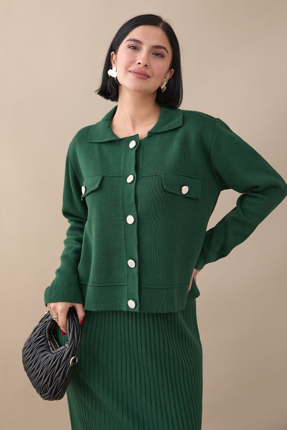 Blazer Dress Emerald Knit Set