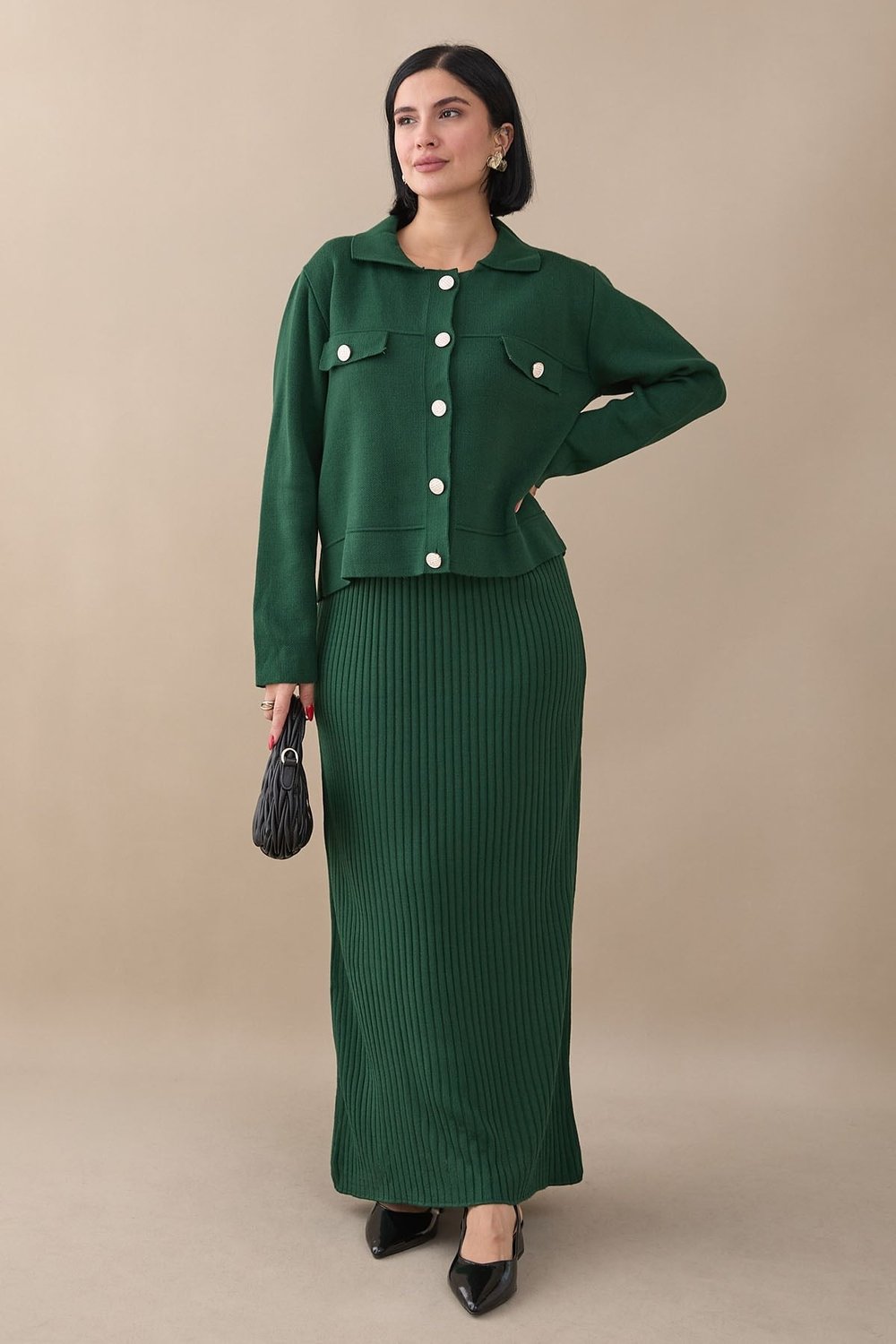 Blazer Dress Emerald Knit Set