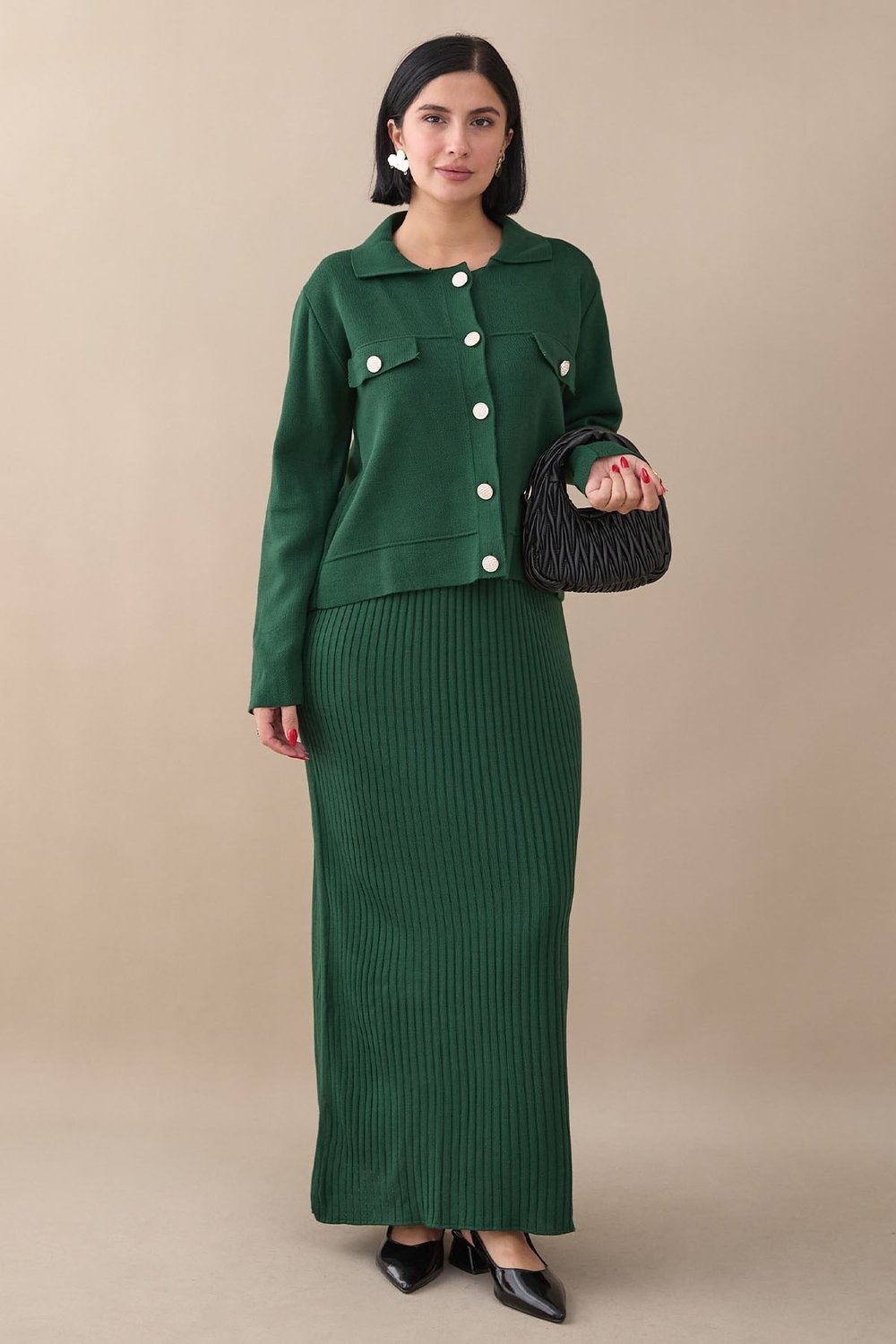 Blazer Dress Emerald Knit Set