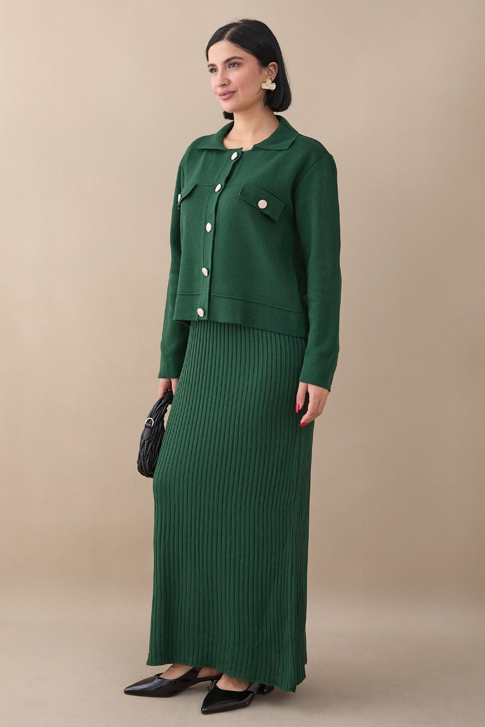 Blazer Dress Emerald Knit Set